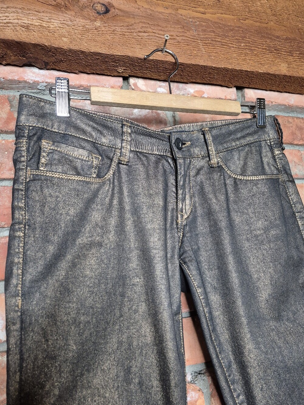 Mavi Serena Copper Coated Jeans Metallic Bronze Low Rise Super Skinny Y2K 28 - Picture 4 of 15